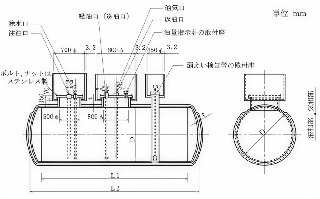 鋼製強化プラスチック製二重殻タンク TOSF型